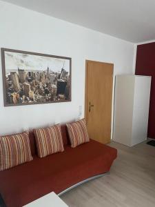 Ferienwohnung mit Terrasse tesisinde bir oturma alanı