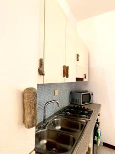 a kitchen with a sink and a stove at Appartamento Fronte Mare in Santa Teresa Gallura