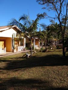 ein Haus mit einer Palme im Hof in der Unterkunft Pousada Morena SFX in São Francisco Xavier