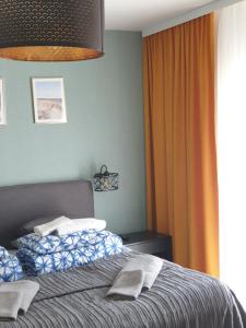 a bedroom with a bed and a window at Apartament Wygodny 5 Mórz in Sianozety