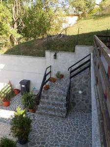 Treppen mit Topfpflanzen in der Unterkunft Hygge House in Buşteni