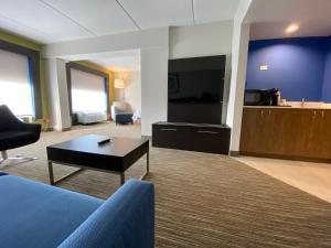 sala de estar con sofá y TV en Holiday Inn Express & Suites - Prospect Heights, an IHG Hotel, en Prospect Heights