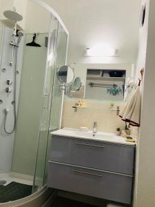 Koupelna v ubytování Le Navarre, charmant T2 familial bien équipé en rdc , en centre-ville Cauterets