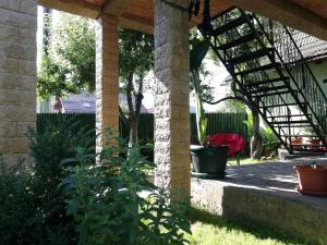 a garden with a pergola and some plants at Casa Leah in Râşnov