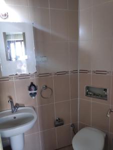 a bathroom with a sink and a toilet at Aziziye Hotel in Konya +20 photos