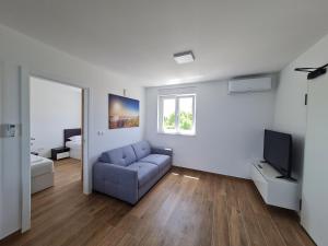 Televízia a/alebo spoločenská miestnosť v ubytovaní Apartmani Adria