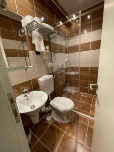 un bagno con un water e un lavandino di Old Town Hotel a Sarajevo