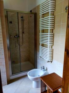 ein Bad mit einer Dusche, einem WC und einem Waschbecken in der Unterkunft Casale del Sole in Cepagatti