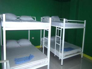 two bunk beds in a room with a green wall at RAVARA NATIVIDAD PENSION HOUSE in Alaminos