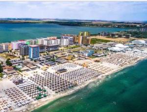 an aerial view of a resort on the beach at Alina Lake View Apartment in Mamaia