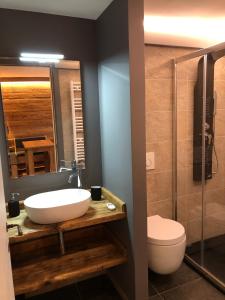 un baño con lavabo e inodoro en Les Marmottes, en Breuil-Cervinia
