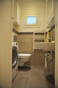 un piccolo bagno con servizi igienici e lavandino di Comfortable and Convenient apt in the center - Zanobi Delux a Firenze