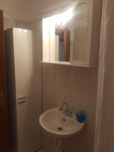 a bathroom with a sink and a mirror at Apartment Novaković in Mirce