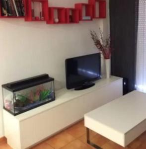 a living room with a tv and a fish tank at Apartment - 2 Bedrooms - 02447 in Malpica