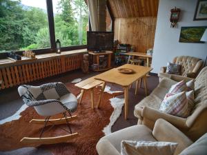 a living room with a couch and a table at B&B Art House Szymaszkowa 1 in Zakopane