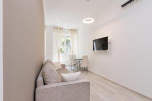 a living room with a couch and a tv at MagnoliaApartments - 18A Visconti Duomo in Milan