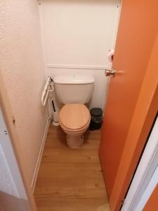 Cette petite chambre comprend une salle de bains pourvue de toilettes. dans l'établissement Appartement au pied du PIC du Midi à La MONGIE, à La Mongie
