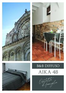 un collage de tres fotos con un dormitorio y una mesa en B&B Aika 48, en Troia