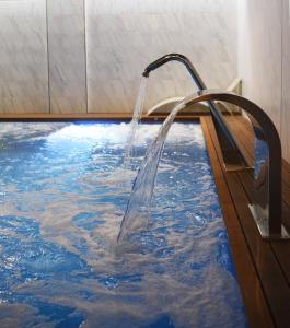 uma piscina com uma fonte de água na casa de banho em IMI Hotel & Spa em Ourense