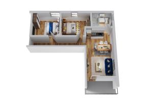 a rendering of a floor plan of a house at Smart Resorts Haus Saphir Ferienwohnung 508 in Winterberg