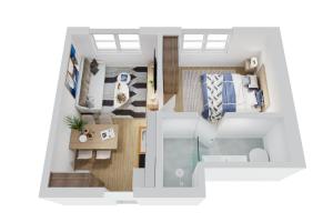a rendering of a floor plan of a house at Smart Resorts Haus Azur Ferienwohnung 808 in Winterberg