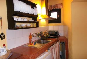 eine Küche mit einer Spüle und einer Arbeitsplatte in der Unterkunft Aptos Monasterio de San Antonio 1 in Icod de los Vinos