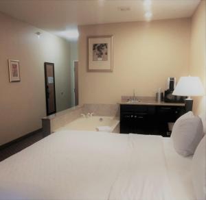 Habitación de hotel con cama y bañera en Holiday Inn Express Plymouth, an IHG Hotel, en Plymouth