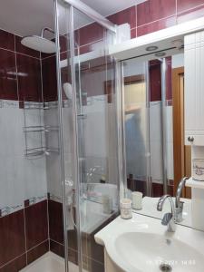 a bathroom with a shower and a sink at SUMMER TIME in Premantura