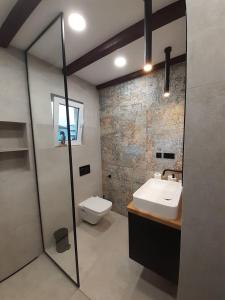 łazienka z umywalką i toaletą w obiekcie Apartments Dile w Sukošanie