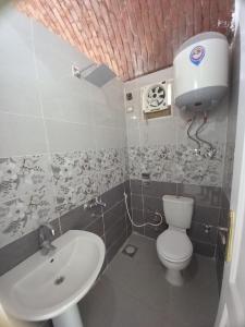 a small bathroom with a toilet and a sink at Kafana Guest House Nile View in Aswan +37 photos