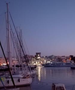 un gruppo di barche ormeggiate in un porto di notte di ISCHIA è Vita ! a Ischia