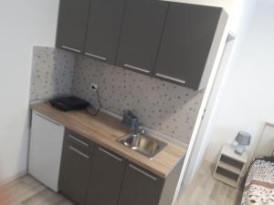 a kitchen with a sink and a counter top at Studio north star in Soko Banja