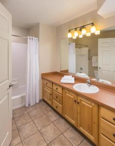La salle de bains est pourvue d'un lavabo et d'un miroir. dans l'établissement WorldMark St. George, à Saint George