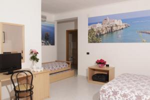 a bedroom with a bed and a tv in a room at Hotel Club Bellavista in Vieste