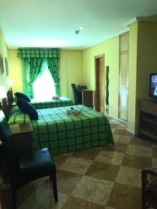 Habitación de hotel con cama y TV en Hotel Lucero, en Cuevas del Almanzora