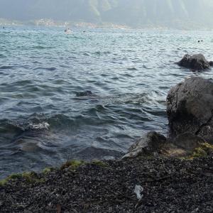 a group of rocks on the shore of a body of water at Stone House Dragutinovic in Kotor