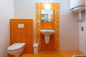 y baño con aseo y lavamanos. en Lipno View - Blue Apartment 6, en Lipno nad Vltavou