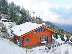ラ・ズマにあるChalet Alpina offers great viewsの雪屋根のログキャビン