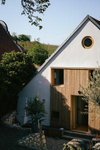 una casa con paneles de madera en el lateral en Marináda Viniční dům, en Pavlov