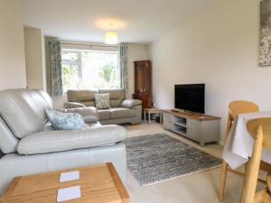 a living room with a couch and a tv at Tuliptree in Chesterfield