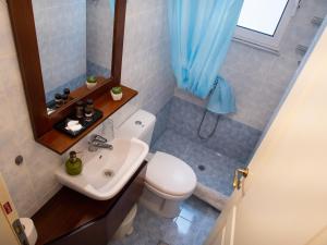een kleine badkamer met een toilet en een wastafel bij Castor - The Spartan Home in Sparta
