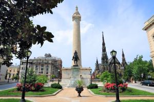a monument in a city with a statue at Kimpton Hotel Monaco Baltimore Inner Harbor by IHG in Baltimore