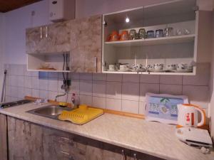 a kitchen with a sink and a counter top at Apartment in Valbandon - Istrien 8608 in Valbandon