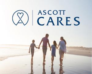 a family walking on the beach with the words assault cares at Ascott Xiangjiang FFC Changsha in Changsha