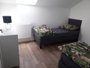 a living room with a couch and a bed at Apartament Nad Jeziorem Ewa in Nadole