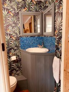 ein Badezimmer mit Waschbecken und Spiegel in der Unterkunft The beach cottage in Folkestone + 51 Fotos