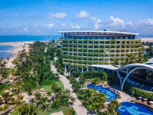 an aerial view of a resort on the beach at Forest City Marina Hotel in Nusajaya
