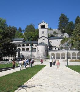 a group of people walking in front of a building at Village house Borozan in Cetinje