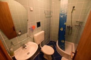 a bathroom with a sink and a toilet and a shower at Apartmani HRGA in Vodice +78 photos