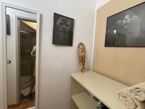 ティミショアラにあるSavoya4 Old City Center Self Checkin WorkspaceStudioの鏡と壁掛けテレビ付きの部屋 +48枚の写真